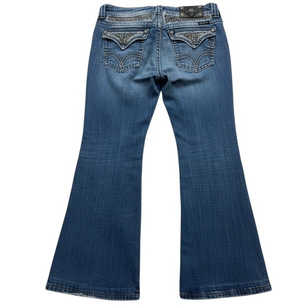 Miss Me Womens Jeans 32 Bootcut Blue Low Rise Distressed Embellished JP5002 - Picture 2 of 16